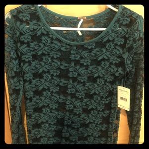 Never worn free people emerald lace top
